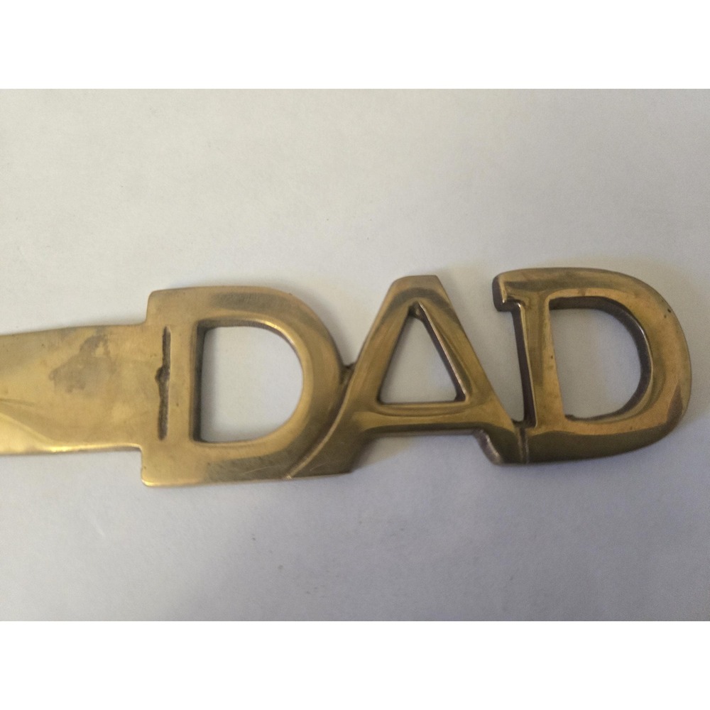 Vintage India Solid Brass "DAD" Letter Opener 7" Business Office Supplies Gift - Picture 7 of 8